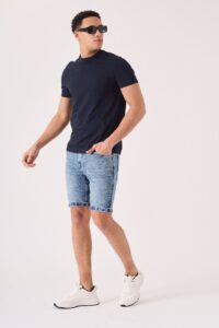 Jorts men slim fit denim shorts with fitted tshirt