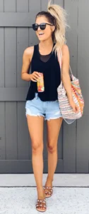 Baggy jorts summer outfit with tank top
