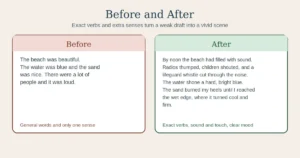 Before and after comparison of a weak and a strong beach description
